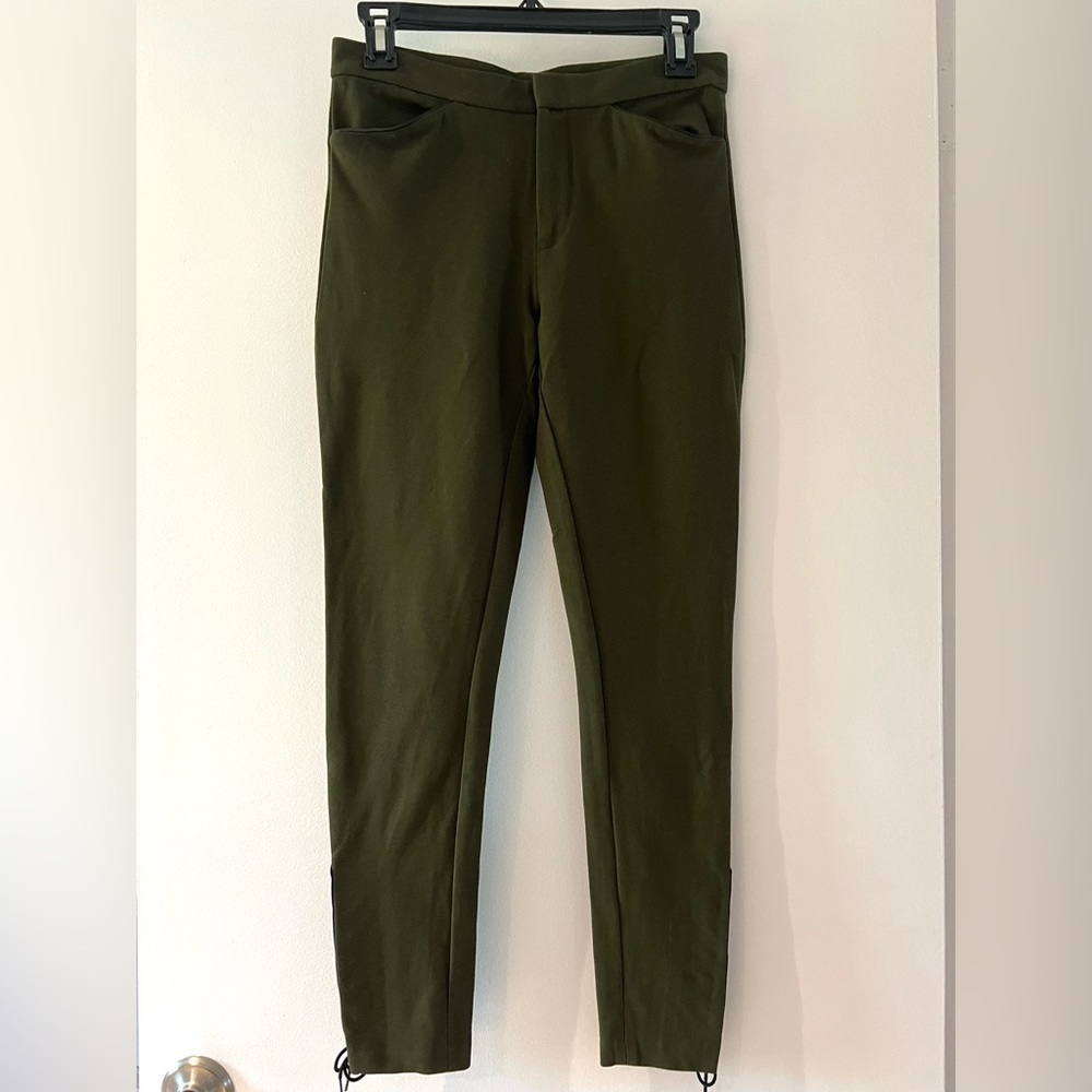 Ralph Lauren Olive Green Slim Pants Size 2 Lace-Up Hem